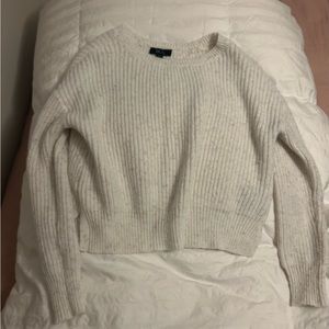 BCX White/Cream Sweater with Light Pink Dots Size M